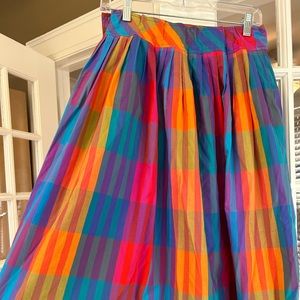 Vintage Colorful Rainbow Midi Skirt